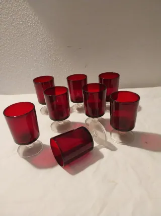 8 Vasos Arcoroc Vintage Rojos