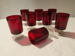 8 Vasos Arcoroc Vintage Rojos