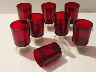 8 Vasos Arcoroc Vintage Rojos