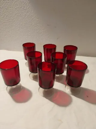 8 Vasos Arcoroc Vintage Rojos