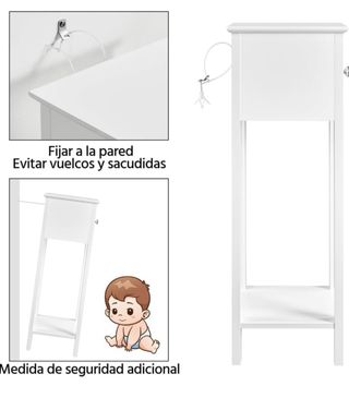 Mesita con cajón y estante 25x25x70cm