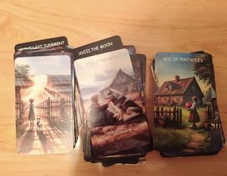 Tarot pastoral, abierto pero sin usar. 78 cartas.