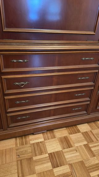 Mueble de salón madera y cristal