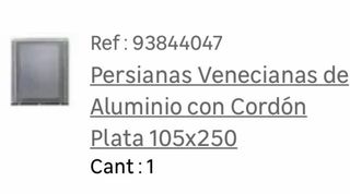 Persiana Veneciana Plata Nueva 105x250