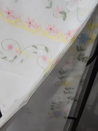 Coperta matrimoniale lino e organza ricamata