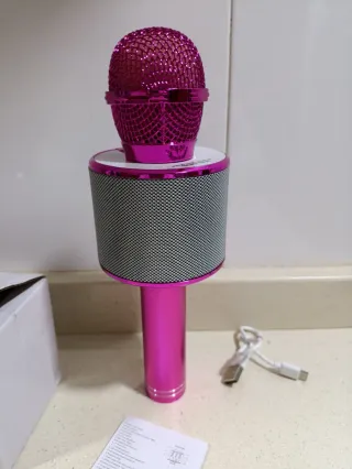 Micrófono Karaoke Rosa Multifunción
