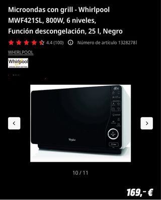 Microondas premium Whirlpool espejo