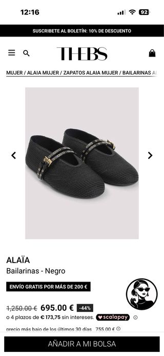 Bailarinas Alaïa Rafia Negras