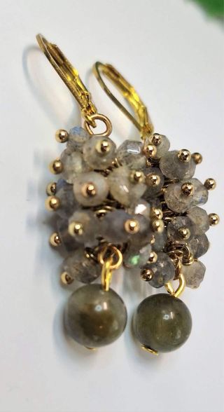 Pendientes Aro Dorados Plata 925 Labradorita