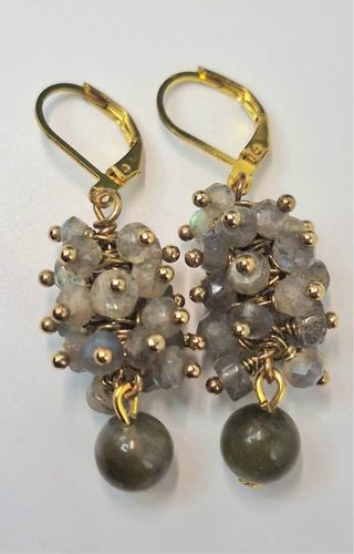 Pendientes Aro Dorados Plata 925 Labradorita