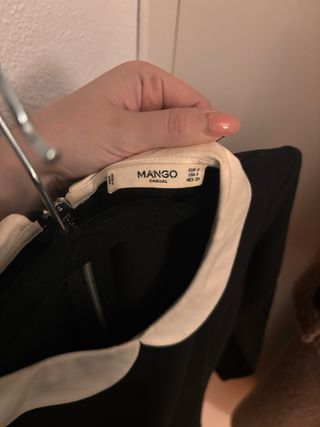 Vestido Mango Negro Cuello Blanco Talla S