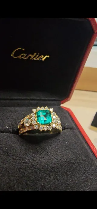 Sortija Cartier Oro 750 Esmeralda Diamantes