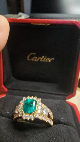 Sortija Cartier Oro 750 Esmeralda Diamantes