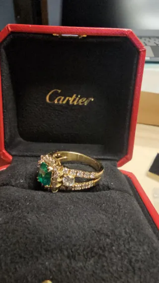 Sortija Cartier Oro 750 Esmeralda Diamantes