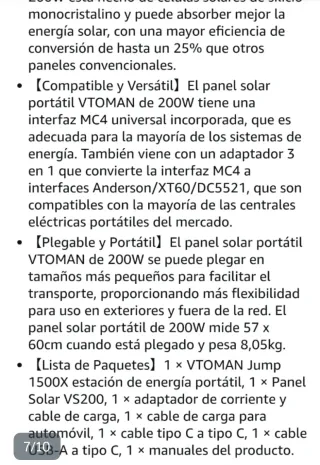 Panel Solar Vtoman Portátil