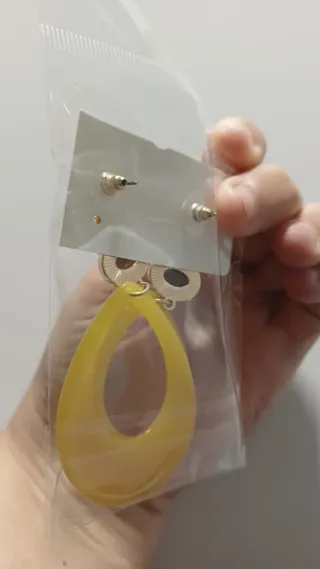 Pendientes lágrima mostaza y marrón