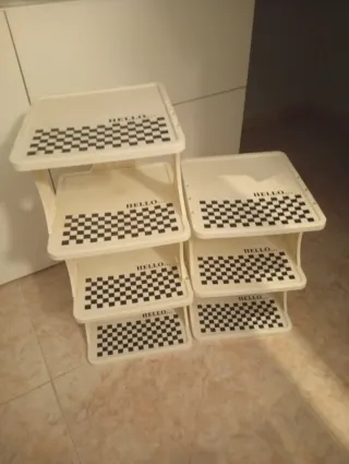 Zapatero modular plástico blanco y negro