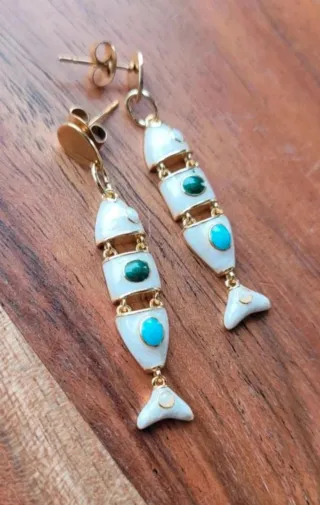 Pendientes cierre acero con peces esmaltados