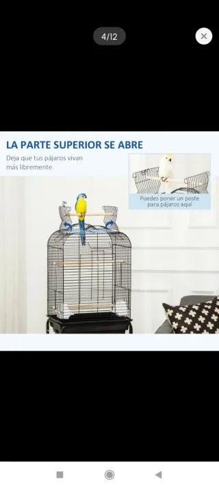 Jaula para pájaros con soporte y ruedas