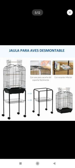 Jaula para pájaros con soporte y ruedas