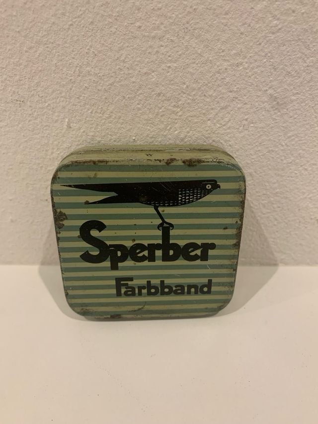 Scatola di latta Sperber Farbband vintage