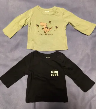 Lote 2 camisetas de algodón manga larga bebé