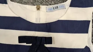 Vestido infantil listrado com laço