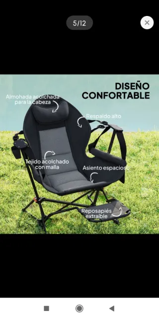 2 Sedie a Dondolo Pieghevoli per Esterno