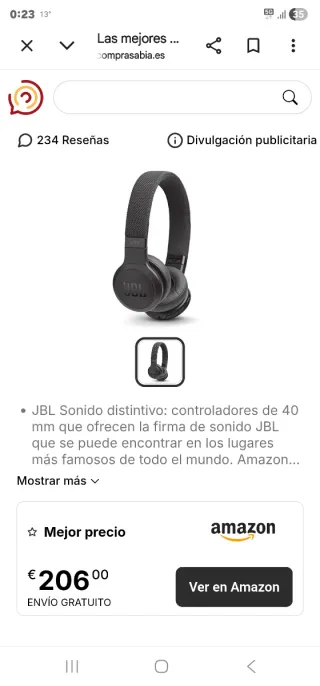 Auriculares JBL Live 400 Negro