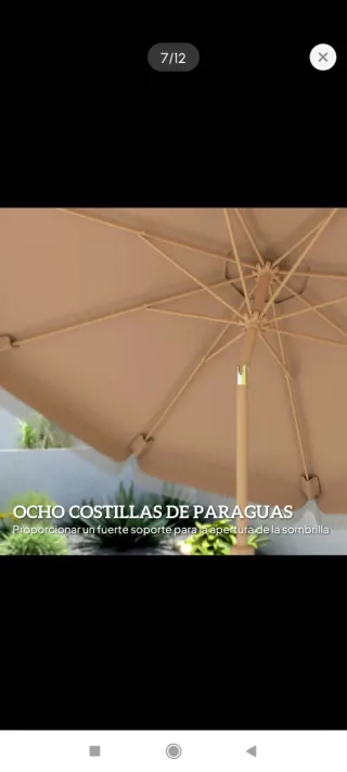 Sombrilla de jardín beige con flecos