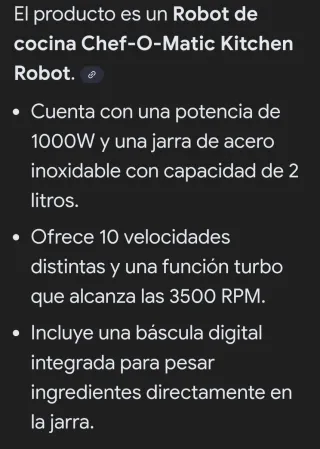 Robot de Cocina Chef-O-Matic 1000W