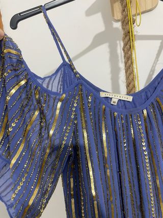 Blusa Sister Jane azul y dorada talla 40