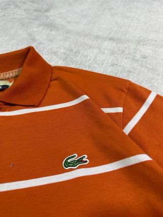 Polo manga larga Lacoste naranja rayas