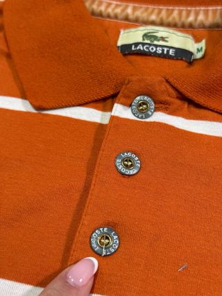 Polo manga larga Lacoste naranja rayas