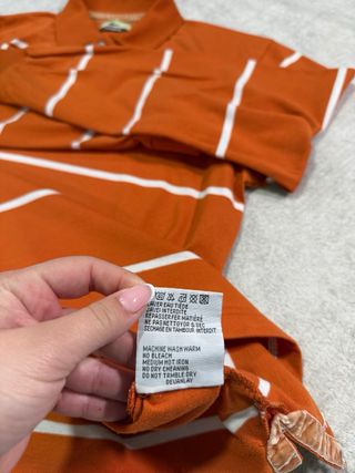 Polo manga larga Lacoste naranja rayas