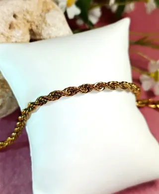 Conjunto Collar y Pulsera Cuerda Chapado 18K