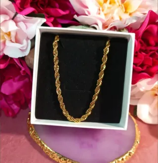 Conjunto Collar y Pulsera Cuerda Chapado 18K