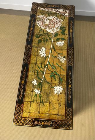 Antigua mesa baja china madera lacada 130x50 cm