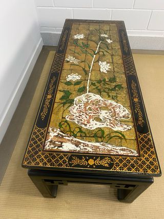 Antigua mesa baja china madera lacada 130x50 cm