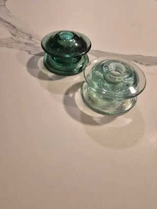 Lote 2 Aisladores Vidrio Vintage Decoración Indust