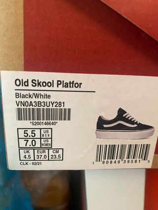 Zapatillas Vans Old Skool Negras suela alta