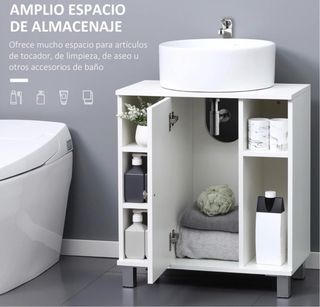 Mueble de baño blanco con puerta corredera