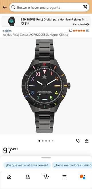 Reloj Adidas Multicolor y Plateado