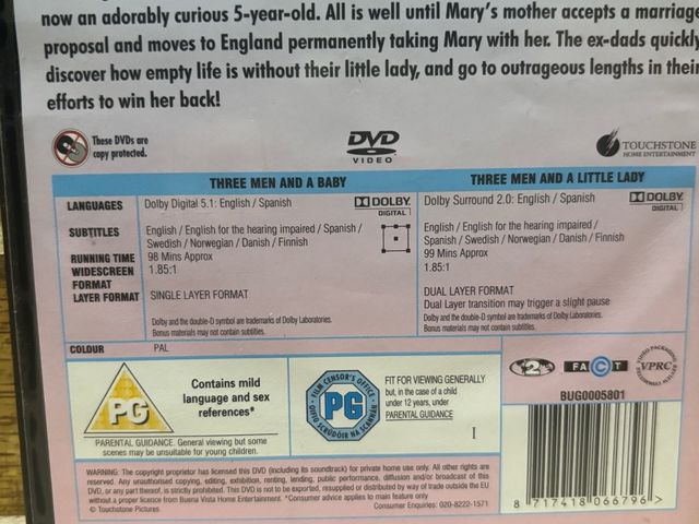 3 hombres y un bebe y 3 hombres y una pequeña dvd