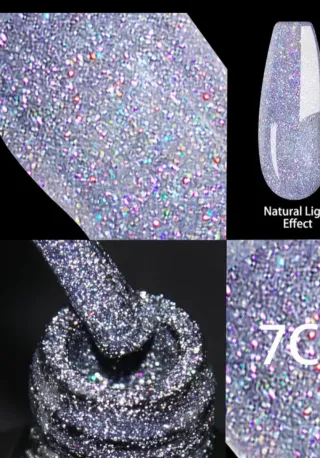 2 Esmaltes Gel Brillo Diamantes Negro brillante y