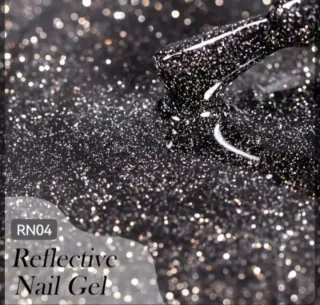 2 Esmaltes Gel Brillo Diamantes Negro brillante y