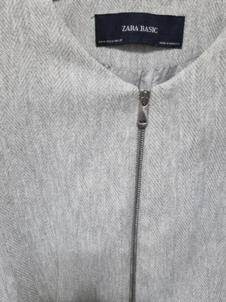 Blazer Zara Basic Gris Cremallera