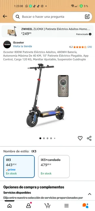 Patinete eléctrico de 800w