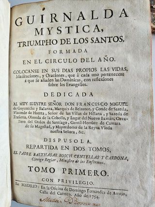 GUIRNALDA MÍSTICA - 1754 - Libro Antiguo