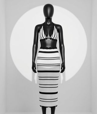 Conjunto de crochet rayas blanco y negro